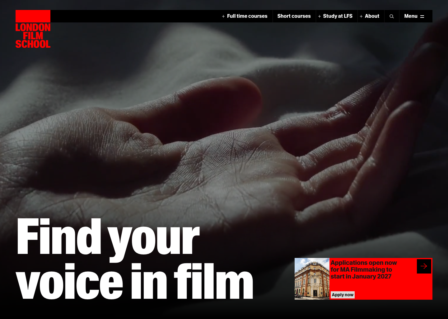 London Film School — website design on Landdding